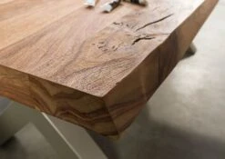 FREEFORM 5 Tavolo Da Pranzo In Legno Di Sheesham - Sabbiato Natur / Gambe In Ferro X Argento Matt 220x100 -Massivmoebel24 09 108 834 3913 4 1