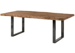 FREEFORM 5 Tavolo Da Pranzo In Legno Di Sheesham - Verniciato Natur / Gambe In Ferro U Antracite Lucido 260x100 -Massivmoebel24 09 108 834 5103 11 1