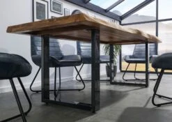 FREEFORM 5 Tavolo Da Pranzo In Legno Di Sheesham - Verniciato Natur / Gambe In Ferro U Antracite Lucido 260x100 -Massivmoebel24 09 108 834 5103 3 1