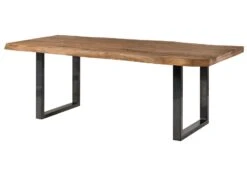 FREEFORM 5 Tavolo Da Pranzo In Legno Di Sheesham - Verniciato Natur / Gambe In Ferro U Antracite Lucido 260x100 -Massivmoebel24 09 108 834 5103 9 1