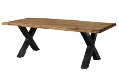 FREEFORM 5 Tavolo Da Pranzo In Legno Di Sheesham - Verniciato Natur / Gambe In Ferro X Antracite Lucido 240x100 -Massivmoebel24 09 108 834 5113 11