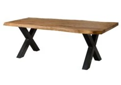 FREEFORM 5 Tavolo Da Pranzo In Legno Di Sheesham - Verniciato Natur / Gambe In Ferro X Antracite Lucido 240x100 -Massivmoebel24 09 108 834 5113 9