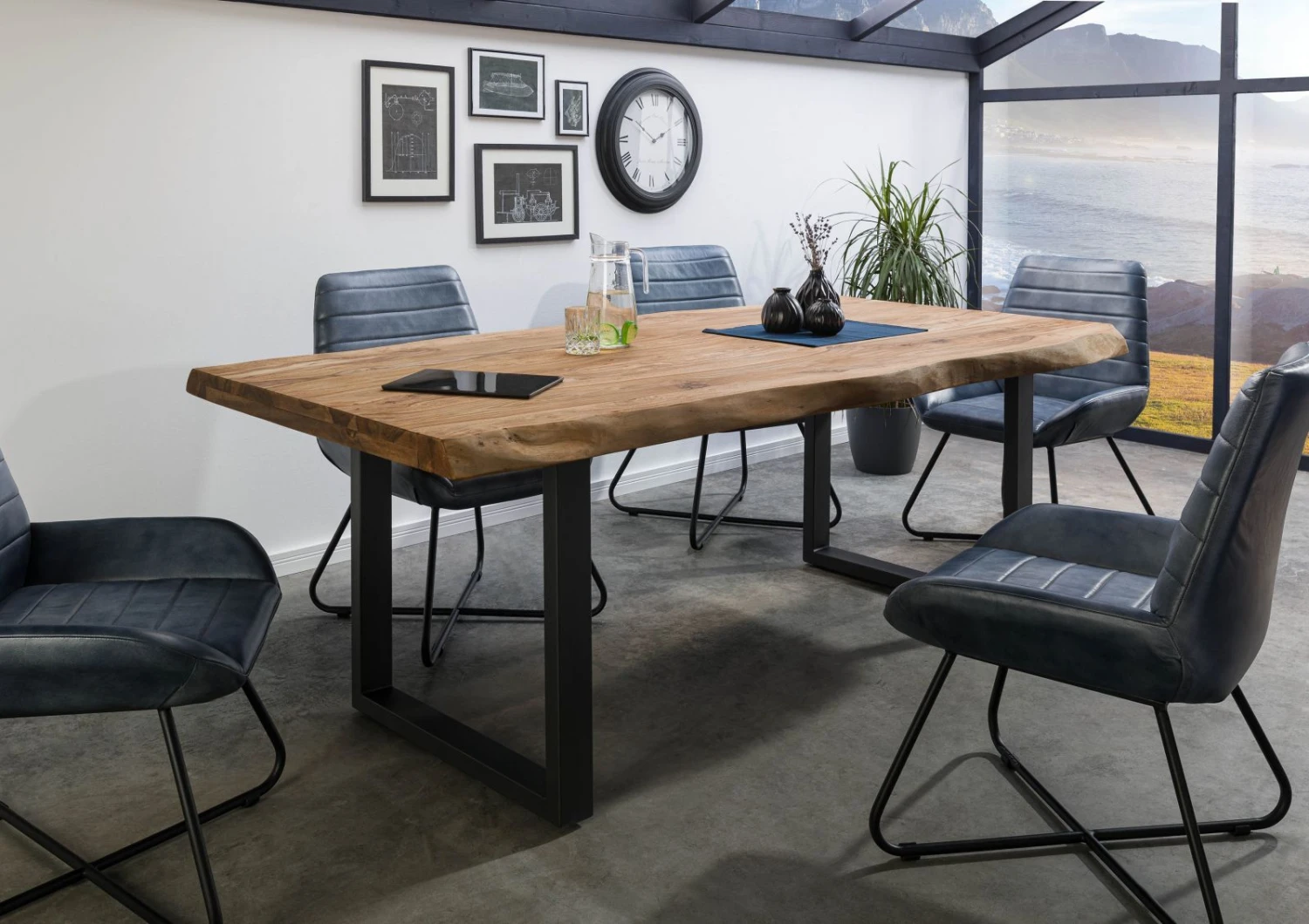 FREEFORM 5 Tavolo Da Pranzo In Legno Di Sheesham - Verniciato Natur / Gambe In Ferro U Antracite Matt 200x100 3 FREEFORM 5 Tavolo Da Pranzo In Legno Di Sheesham - Verniciato Natur / Gambe In Ferro U Antracite Matt 200x100