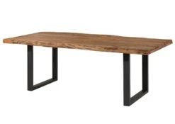 FREEFORM 5 Tavolo Da Pranzo In Legno Di Sheesham - Verniciato Natur / Gambe In Ferro U Antracite Matt 180x90 -Massivmoebel24 09 108 834 5204 11 1