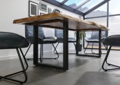 FREEFORM 5 Tavolo Da Pranzo In Legno Di Sheesham - Verniciato Natur / Gambe In Ferro U Antracite Matt 180x90 -Massivmoebel24 09 108 834 5204 3 1