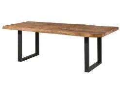 FREEFORM 5 Tavolo Da Pranzo In Legno Di Sheesham - Verniciato Natur / Gambe In Ferro U Antracite Matt 180x90 -Massivmoebel24 09 108 834 5204 9 1