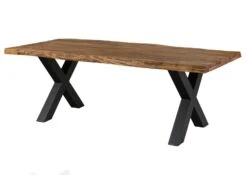 FREEFORM 5 Tavolo Da Pranzo In Legno Di Sheesham - Verniciato Natur / Gambe In Ferro X Antracite Matt 220x100 -Massivmoebel24 09 108 834 5214 11