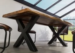 FREEFORM 5 Tavolo Da Pranzo In Legno Di Sheesham - Verniciato Natur / Gambe In Ferro X Antracite Matt 220x100 -Massivmoebel24 09 108 834 5214 3