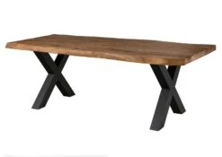 FREEFORM 5 Tavolo Da Pranzo In Legno Di Sheesham - Verniciato Natur / Gambe In Ferro X Antracite Matt 220x100 -Massivmoebel24 09 108 834 5214 9