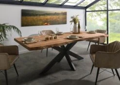 FREEFORM 5 Tavolo Da Pranzo In Legno Di Sheesham - Decapato / Naturale - Gambe Ad X Antracite Matt 220x100