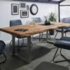 FREEFORM 5 Tavolo Da Pranzo In Legno Di Sheesham - Verniciato Natur / Gambe In Ferro U Argento Matt 260x100 -Massivmoebel24 09 108 834 5903 1