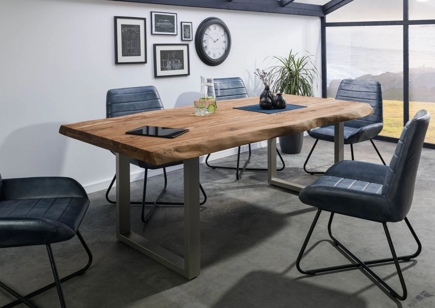 FREEFORM 5 Tavolo Da Pranzo In Legno Di Sheesham - Verniciato Natur / Gambe In Ferro U Argento Matt 260x100 3 FREEFORM 5 Tavolo Da Pranzo In Legno Di Sheesham - Verniciato Natur / Gambe In Ferro U Argento Matt 260x100