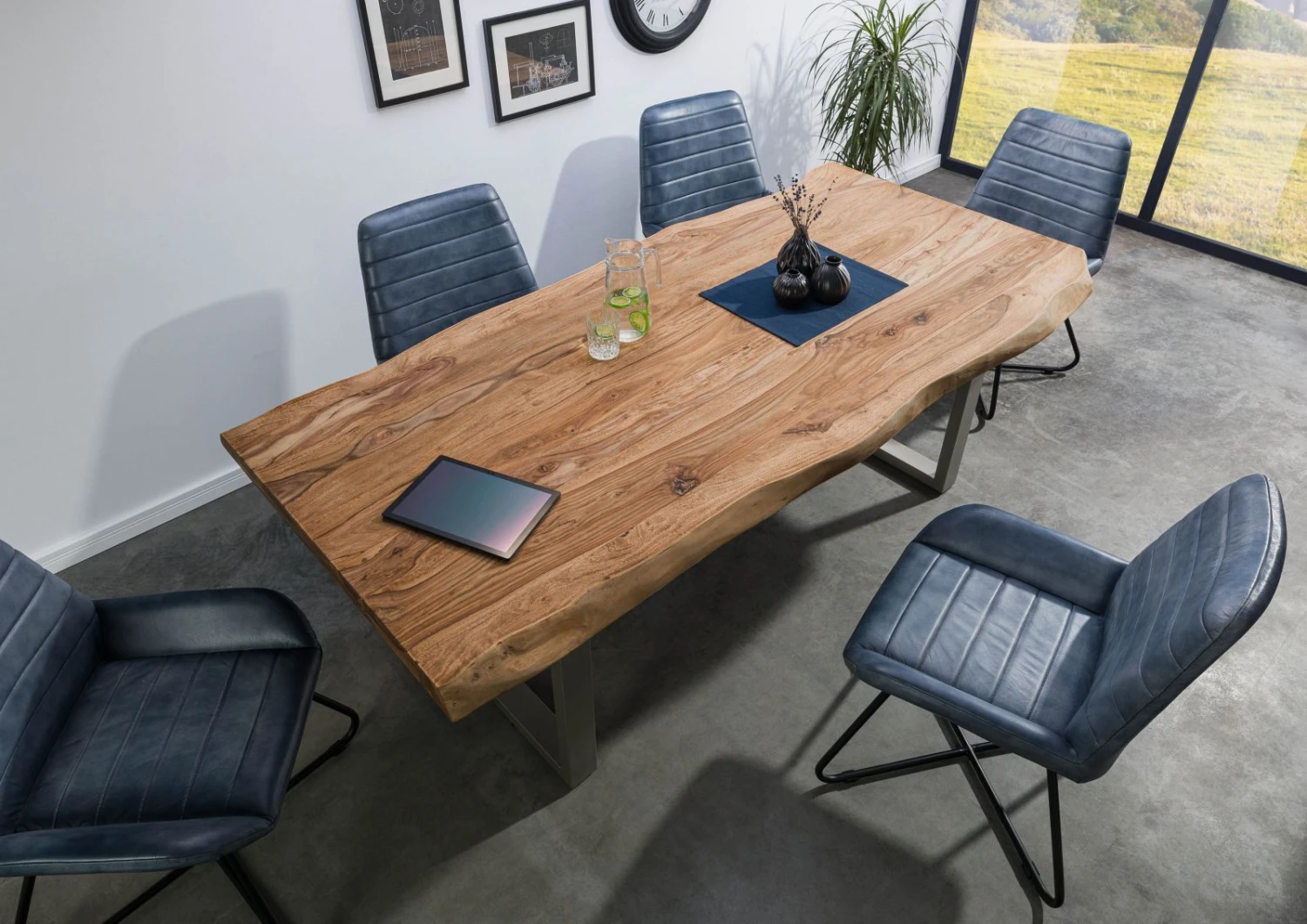 FREEFORM 5 Tavolo Da Pranzo In Legno Di Sheesham - Verniciato Natur / Gambe In Ferro U Argento Matt 260x100 4 FREEFORM 5 Tavolo Da Pranzo In Legno Di Sheesham - Verniciato Natur / Gambe In Ferro U Argento Matt 260x100 - immagine 2