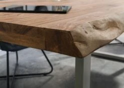 FREEFORM 5 Tavolo Da Pranzo In Legno Di Sheesham - Verniciato Natur / Gambe In Ferro U Argento Matt 180x90 -Massivmoebel24 09 108 834 5903 6 1