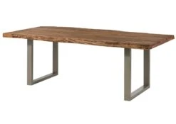 FREEFORM 5 Tavolo Da Pranzo In Legno Di Sheesham - Verniciato Natur / Gambe In Ferro U Argento Matt 180x90 -Massivmoebel24 09 108 834 5903 9 1