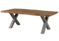 FREEFORM 5 Tavolo Da Pranzo In Legno Di Sheesham - Verniciato Natur / Gambe In Ferro X Argento Matt 260x100 -Massivmoebel24 09 108 834 5913 11