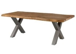 FREEFORM 5 Tavolo Da Pranzo In Legno Di Sheesham - Verniciato Natur / Gambe In Ferro X Argento Matt 260x100 -Massivmoebel24 09 108 834 5913 9