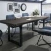 FREEFORM 5 Tavolo Da Pranzo In Legno Di Mango - Verniciato Grigio / Gambe In Ferro U Antracite Lucido 200x100 -Massivmoebel24 09 108 844 2103 1