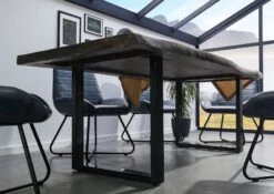 FREEFORM 5 Tavolo Da Pranzo In Legno Di Mango - Verniciato Grigio / Gambe In Ferro U Antracite Lucido 200x100 -Massivmoebel24 09 108 844 2103 3