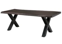 FREEFORM 5 Tavolo Da Pranzo In Legno Di Mango - Verniciato Grigio / Gambe In Ferro X Antracite Lucido 200x100 -Massivmoebel24 09 108 844 2113 11