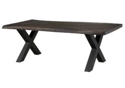 FREEFORM 5 Tavolo Da Pranzo In Legno Di Mango - Verniciato Grigio / Gambe In Ferro X Antracite Matt 200x100 -Massivmoebel24 09 108 844 2213 11