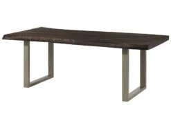 FREEFORM 5 Tavolo Da Pranzo In Legno Di Mango - Verniciato Grigio / Gambe In Ferro U Argento Matt 220x100 -Massivmoebel24 09 108 844 2903 9