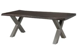 FREEFORM 5 Tavolo Da Pranzo In Legno Di Mango - Verniciato Grigio / Gambe In Ferro X Argento Matt 240x100 -Massivmoebel24 09 108 844 2913 11