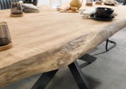 FREEFORM 5 Tavolo Da Pranzo In Legno Di Mango - Verniciato Beige / Gambe Incrociate Antracite Lucido 200x100 -Massivmoebel24 09 108 844 4123 4