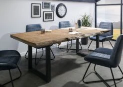 FREEFORM 5 Tavolo Da Pranzo In Legno Di Mango - Verniciato Beige / Gambe In Ferro U Antracite Matt 180x90