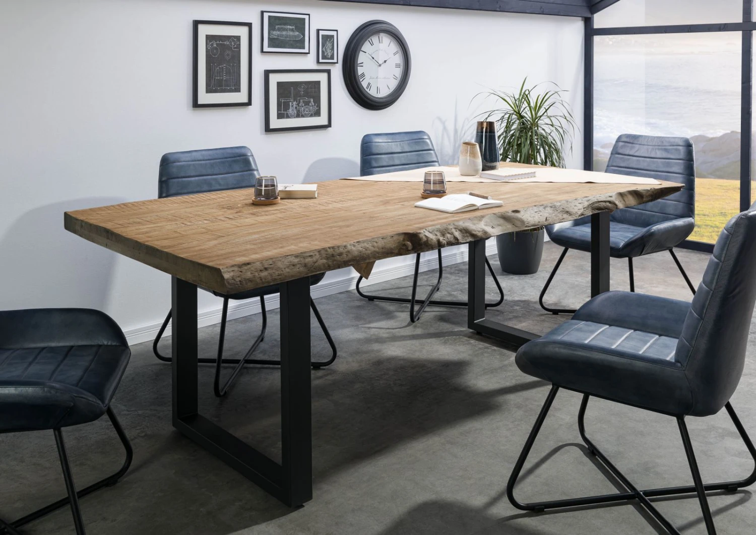 FREEFORM 5 Tavolo Da Pranzo In Legno Di Mango - Verniciato Beige / Gambe In Ferro U Antracite Matt 180x90 3 FREEFORM 5 Tavolo Da Pranzo In Legno Di Mango - Verniciato Beige / Gambe In Ferro U Antracite Matt 180x90