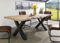 FREEFORM 5 Tavolo Da Pranzo In Legno Di Mango - Verniciato Beige / Gambe In Ferro X Antracite Matt 200x100