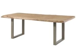 FREEFORM 5 Tavolo Da Pranzo In Legno Di Mango - Verniciato Beige / Gambe In Ferro U Argento Matt 200x100 -Massivmoebel24 09 108 844 4903 11