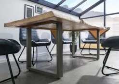 FREEFORM 5 Tavolo Da Pranzo In Legno Di Mango - Verniciato Beige / Gambe In Ferro U Argento Matt 200x100 -Massivmoebel24 09 108 844 4903 3