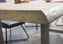 FREEFORM 5 Tavolo Da Pranzo In Legno Di Mango - Verniciato Beige / Gambe In Ferro U Argento Matt 200x100 -Massivmoebel24 09 108 844 4903 6