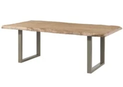 FREEFORM 5 Tavolo Da Pranzo In Legno Di Mango - Verniciato Beige / Gambe In Ferro U Argento Matt 200x100 -Massivmoebel24 09 108 844 4903 9