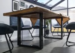 FREEFORM 5 Tavolo Da Pranzo In Legno Di Mango - Verniciato Natur / Gambe In Ferro U Antracite Lucido 180x90 -Massivmoebel24 09 108 844 9103 3 1