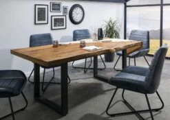 FREEFORM 5 Tavolo Da Pranzo In Legno Di Mango - Verniciato Natur / Gambe In Ferro U Antracite Matt 180x90