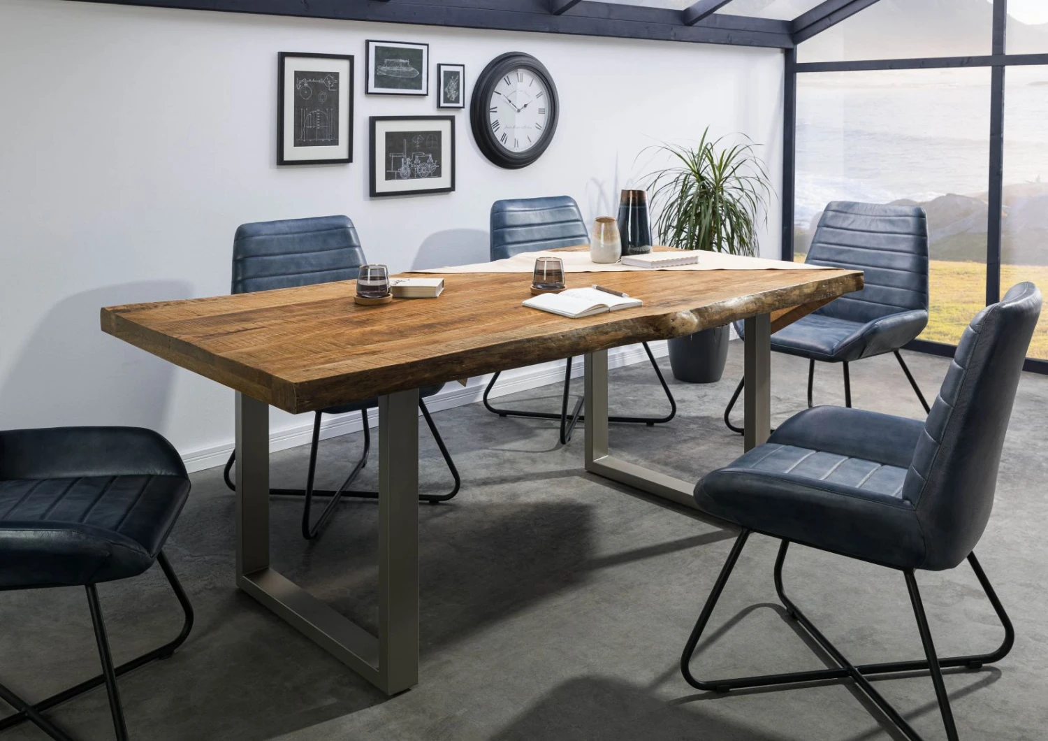 FREEFORM 5 Tavolo Da Pranzo In Legno Di Mango - Verniciato Natur / Gambe In Ferro U Argento Matt 200x100 3 FREEFORM 5 Tavolo Da Pranzo In Legno Di Mango - Verniciato Natur / Gambe In Ferro U Argento Matt 200x100