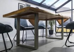 FREEFORM 5 Tavolo Da Pranzo In Legno Di Mango - Verniciato Natur / Gambe In Ferro U Argento Matt 200x100 14 FREEFORM 5 Tavolo Da Pranzo In Legno Di Mango - Verniciato Natur / Gambe In Ferro U Argento Matt 200x100 -Massivmoebel24 09 108 844 9903 3