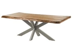 FREEFORM 5 Tavolo Da Pranzo In Legno Di Mango - Verniciato Natur / Gambe Incrociate Argento 220x100 -Massivmoebel24 09 108 844 9923 9