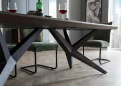 NATURAL IDOL #302 Tavolo Da Pranzo In Legno Di Acacia - Laccato / Grigio 240x100x77,5 -Massivmoebel24 09 110 455 3000 5 1