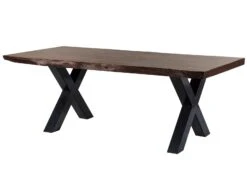 Tavolo Da Pranzo In Legno Acacia - Laccato Marone / Ferro X - Antracite Lucido 220x90x77 FREEFORM 5 -Massivmoebel24 09 110 824 1114 9