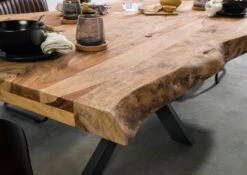 FREEFORM 5 Tavolo Da Pranzo In Legno Di Sheesham - Sabbiato Natur / Gambe Incrociate Antracite Lucido 220x100 -Massivmoebel24 09 110 834 3124 4 1