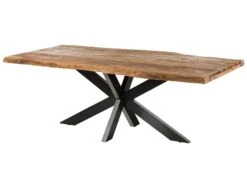 FREEFORM 5 Tavolo Da Pranzo In Legno Di Sheesham - Sabbiato Natur / Gambe Incrociate Antracite Lucido 220x100 -Massivmoebel24 09 110 834 3124 9 1