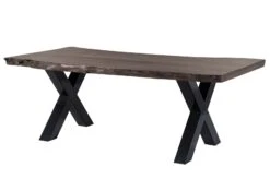 Tavolo Da Pranzo In Legno Acacia - Laccato Grigio / Ferro X - Antracite Lucido 220x90x77 FREEFORM 5 19 Tavolo Da Pranzo In Legno Acacia - Laccato Grigio / Ferro X - Antracite Lucido 220x90x77 FREEFORM 5 -Massivmoebel24 09 112 824 2115 9