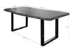 FREEFORM 5 Tavolo Da Pranzo In Legno Di Acacia - Laccato Natur /gambe In Ferro - Antracite Lucido 220x100x77 -Massivmoebel24 09 112 824 9105 08