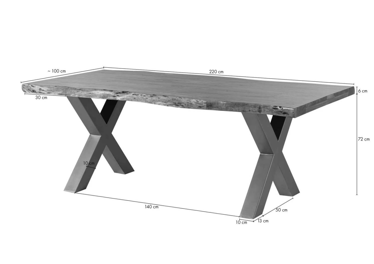 Tavolo Da Pranzo In Legno Acacia - Laccato Grigio / Ferro X - Antracite Lucido 220x90x77 FREEFORM 5 10 Tavolo Da Pranzo In Legno Acacia - Laccato Grigio / Ferro X - Antracite Lucido 220x90x77 FREEFORM 5 - immagine 8