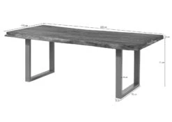 FREEFORM 5 Tavolo Da Pranzo In Legno Di Mango - Verniciato Grigio / Gambe In Ferro U Argento Matt 220x100 -Massivmoebel24 09 112 844 9105 8