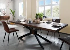 Tavolo Da Pranzo In Legno Di Mango 240x107x76 Marrone Laccato STILMÖBEL #122