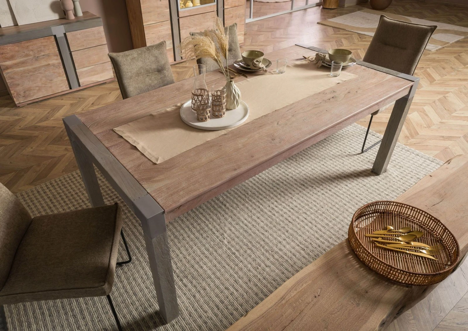 AMSTERDAM #117 Tavolo Da Pranzo In Legno Di Acacia - Laccato / Natur 240x100x76 4 AMSTERDAM #117 Tavolo Da Pranzo In Legno Di Acacia - Laccato / Natur 240x100x76 - immagine 2